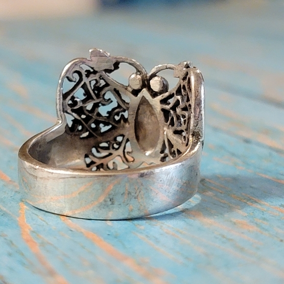 925 Sterling Butterfly Ring filagree - Picture 5 of 11
